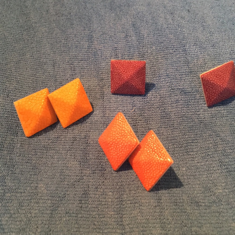 Set of 3 salmon skin earrings